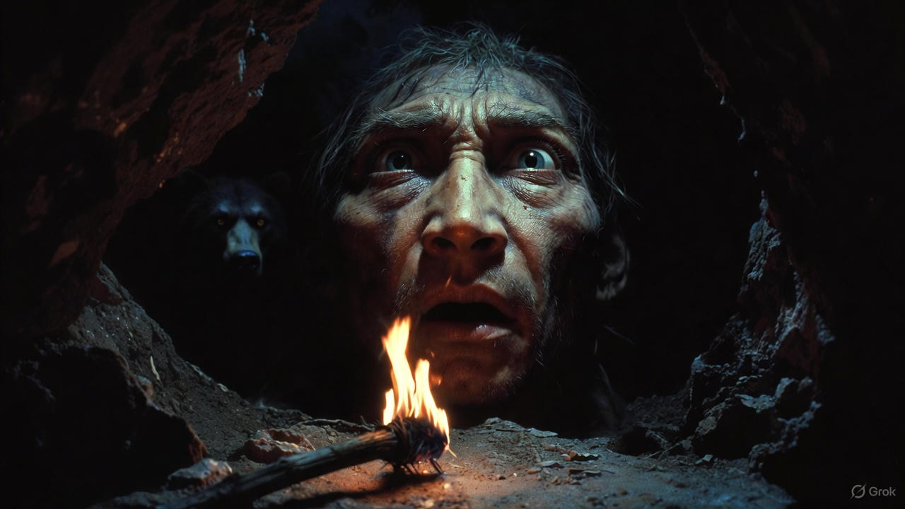 Göbeklitepe archaeological site at night: Massive T-shaped stone pillars. Around the pillars, ancient people in animal skins holding torches forming a circular formation. Sky incredibly bright with stars, Milky Way galaxy clearly visible. Mystic and ritual atmosphere.