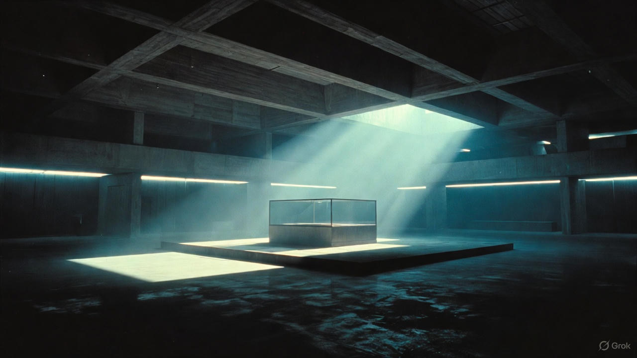 Council of Nicaea (325 CE): Emperor Constantine sitting on golden throne in center, cold expression. In foreground, hundreds of bishops debating in blurry silhouettes. Divine light beams entering the great hall. Incense smoke and dust particles in air. Authority and political power atmosphere.